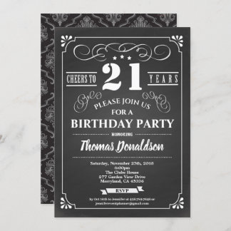 Retro 21. Geburtstag einladen. Vintage Kopfplatte Einladung