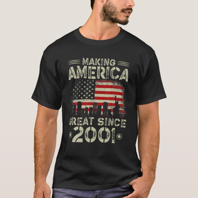 Retro 21St Birthday USA Flag America Grosses Ameri T-Shirt (Vorderseite)
