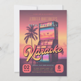 Retro 30. Geburtstag Karaoke Party Einladung