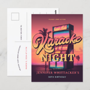 Retro 30. Geburtstag Karaoke Party Einladung Postkarte