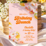Retro 30. Geburtstagsfeier Einladung<br><div class="desc">Blumenbrunch & Bubbly Birthday Brunch Einladung in lebhaftem Rosa und Orangen Farbthema und Retro-Touch.</div>