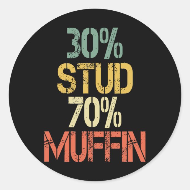 Retro 30 Stud 70 Muffin Sarcasm Vater Abbildung Runder Aufkleber (Vorderseite)