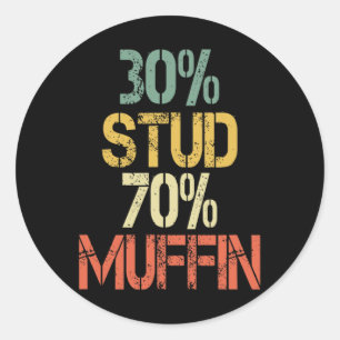 Retro 30 Stud 70 Muffin Sarcasm Vater Abbildung Runder Aufkleber