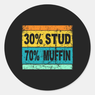 Retro 30 Stud 70 Muffin Shirt Stud Muffin Shirt Va Runder Aufkleber
