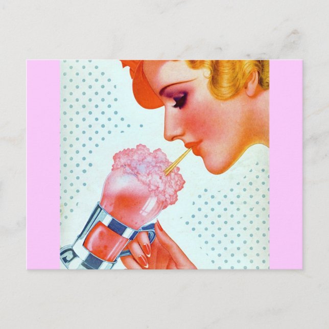 Retro 30's Milkshake Postkarte (Vorderseite)