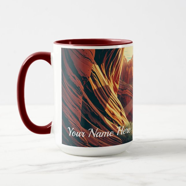 Retro 30s Zion National Park Groovy Sunset Tasse (Links)