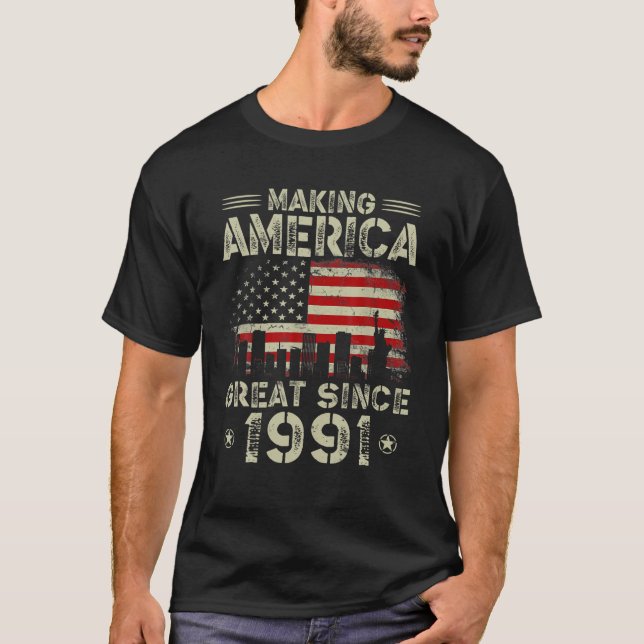 Retro 31. Geburtstag USA-Flagge macht Amerika groß T-Shirt (Vorderseite)