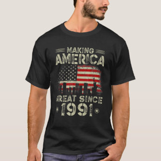 Retro 31St Birthday USA Flag America Grosses Ameri T-Shirt
