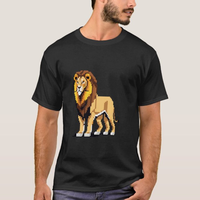 Retro 32-Bit Stil Spiel Pixel Art Löwe T-Shirt (Vorderseite)
