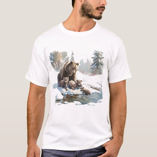 Retro 399 Grizzly Bears Wilderness Scene T-Shirt (Vorderseite)