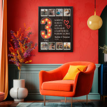 Retro 3. Jubiläum Wood Custom Foto Collage