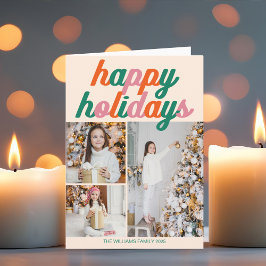 Retro 3 Photo Christmas Collage Folded Feiertagskarte