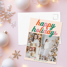 Retro 3 Photo Christmas Collage Happy Holidays Feiertagspostkarte