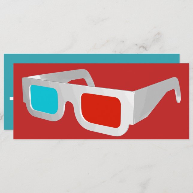 Retro 3D-Brille Graphic Einladung (Vorne/Hinten)