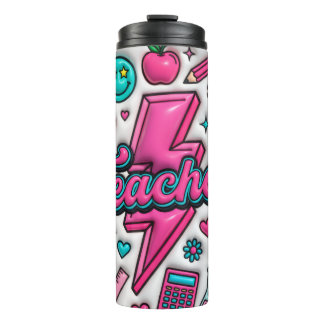 Retro 3D Puffy Teacher 16oz Thermal Cup Thermosbecher