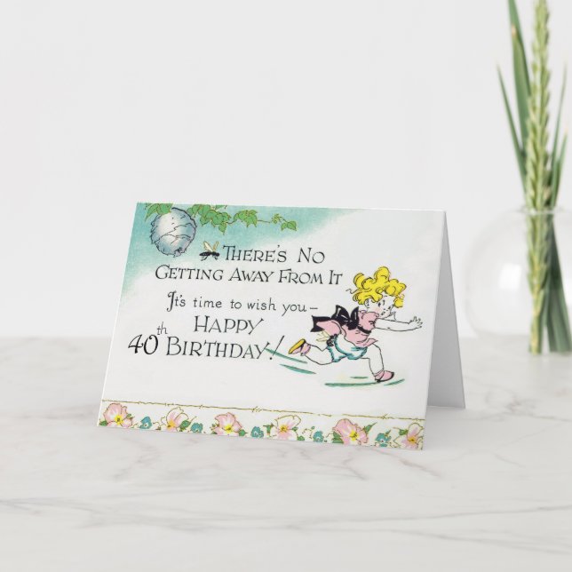 Retro 40. Geburtstag Karte (Vorderseite)