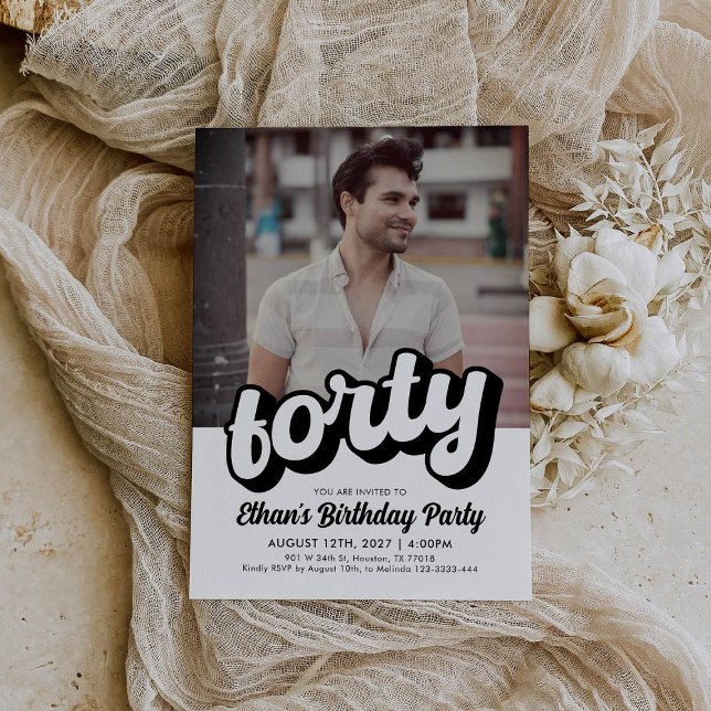Retro 40. Geburtstagsfeier | vierzig Geburtstag Einladung (Von Creator hochgeladen)