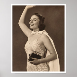 Retro 40er Frau im Badeanzug wachsen Poster