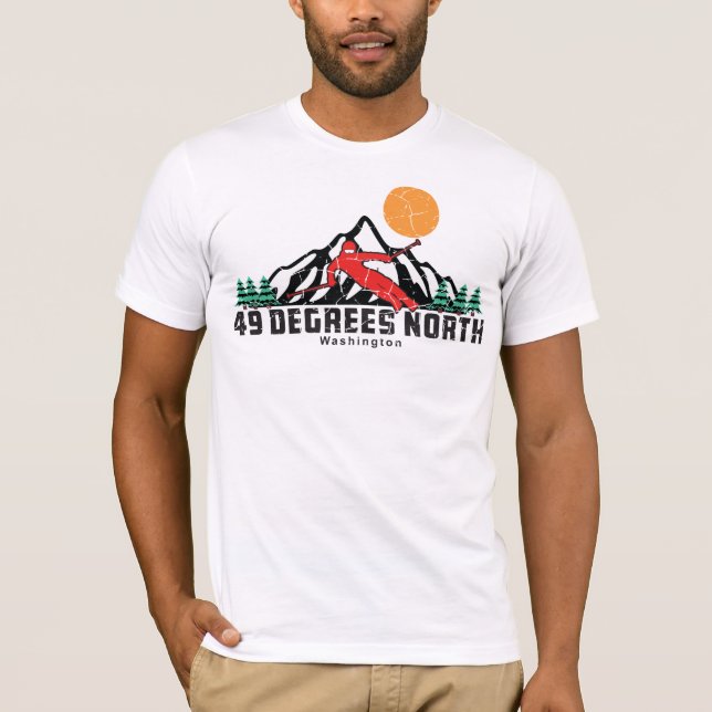 Retro 49 Grad Nord Ski T-Shirt (Vorderseite)