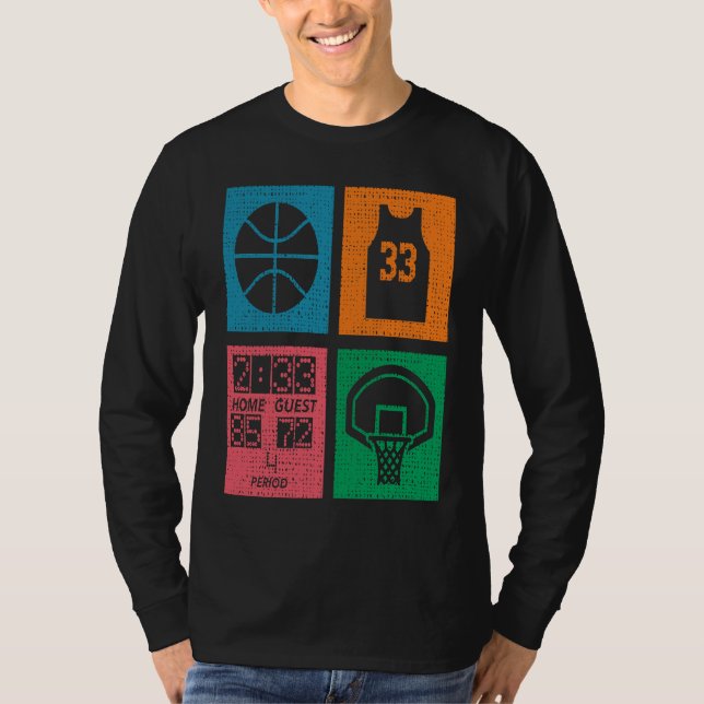 Retro 4 Color Block Basketball T-Shirt (Vorderseite)