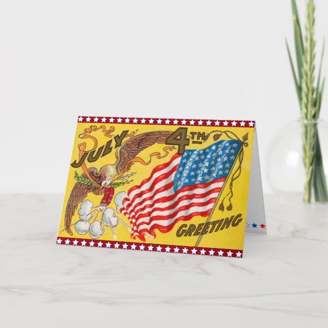 Retro 4. Juli Card Karte (Vorderseite)