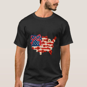 Retro 4. Juli Coquette Bow Floral America Karte T-Shirt