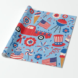 Retro 4. Juli-Feier Muster Geschenkpapier