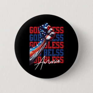 Retro 4. Juli Gott segne Amerika Patriotischer Chr Button