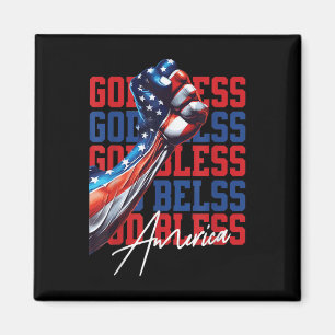 Retro 4. Juli Gott segne Amerika Patriotischer Chr Magnet