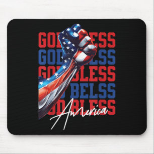 Retro 4. Juli Gott segne Amerika Patriotischer Chr Mousepad