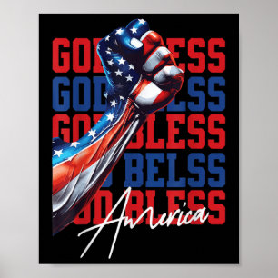 Retro 4. Juli Gott segne Amerika Patriotischer Chr Poster
