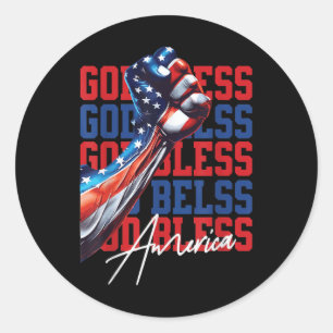 Retro 4. Juli Gott segne Amerika Patriotischer Chr Runder Aufkleber