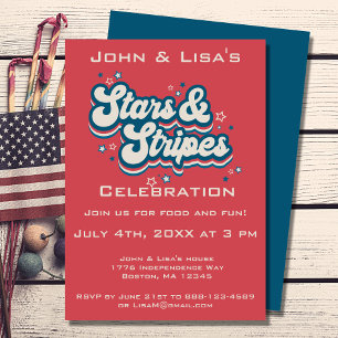 Retro 4. Juli Party Einladung