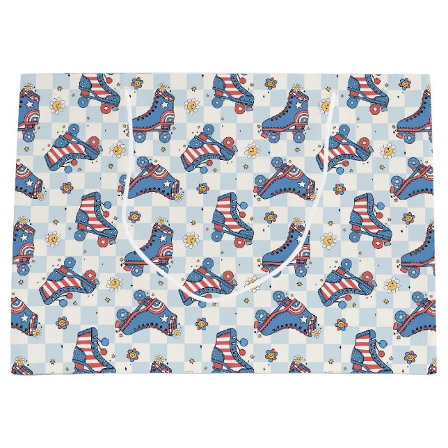 Retro 4. Juli Roller-Skate Große Geschenktüte (Vorderseite)
