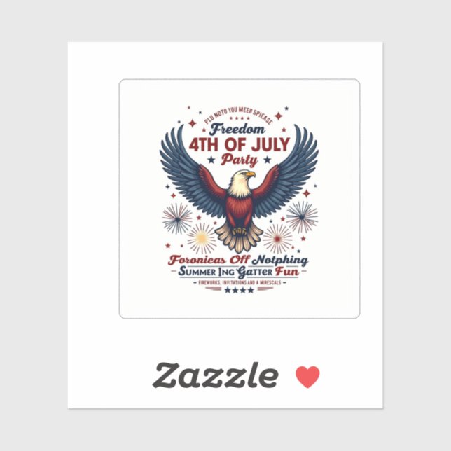 Retro 4. Juli Sticker - Adler & Feuerwerk (Blatt)