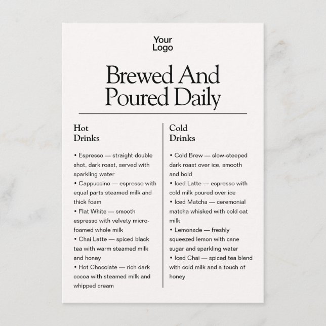 Retro 4 List Logo White Ivory Business Menu Menükarte (Vorderseite)