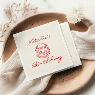 Retro 50. Hand gezeichnete Kuchen Meilenstein Spaß Serviette