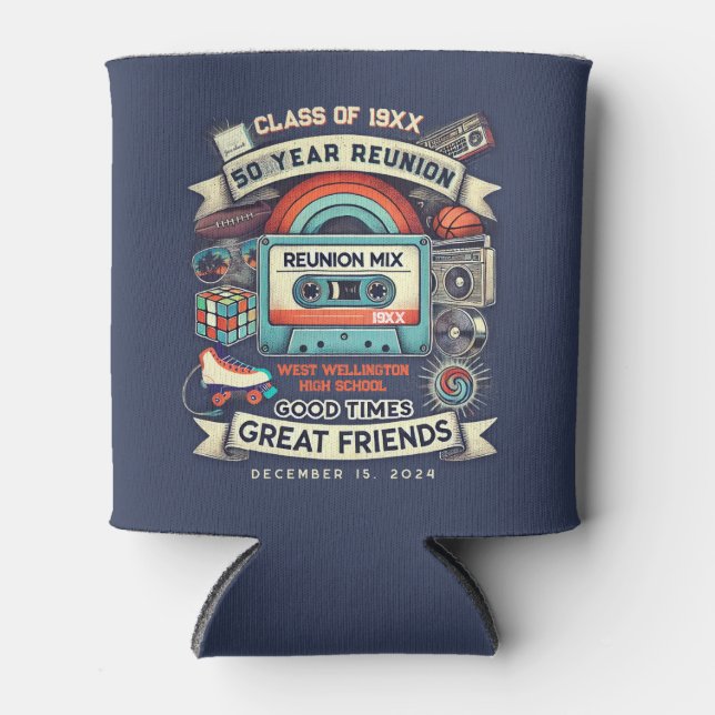 Retro 50 Jahre High School Wiedersehen 70 - Casset Dosenkühler (Vorderseite)