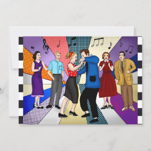 Retro 50 zum Geburtstag Einladung