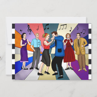 Retro 50 zum Geburtstag Einladung