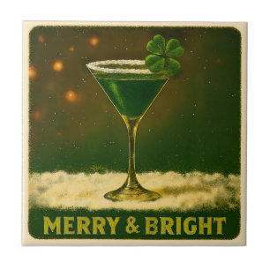 Retro 50er 4-Blatt-Klee Irischer Weihnachts-Martin Fliese
