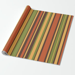 Retro 50er 60er 70er Streifen Orange Avocado Braun Geschenkpapier