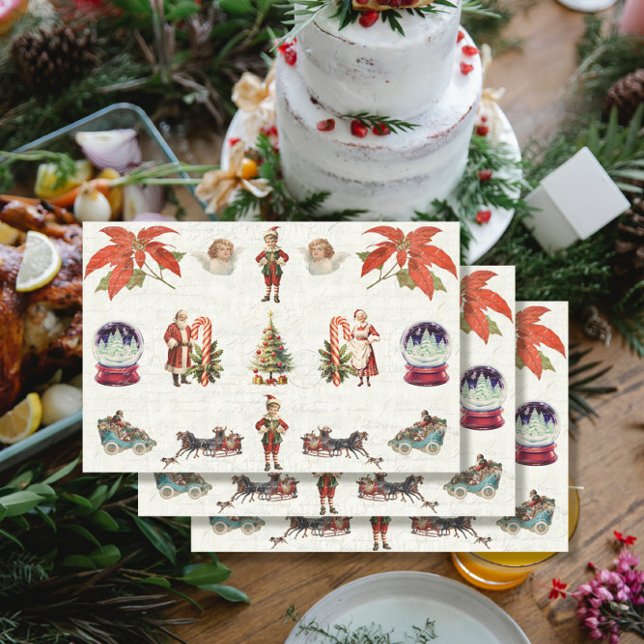 Retro 50er 60er Weihnachtsfrau Claus Elf Angel Seidenpapier (Von Creator hochgeladen)