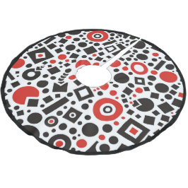 Retro 50er Art Deco Red Schwarz-weiß Polyester Weihnachtsbaumdecke