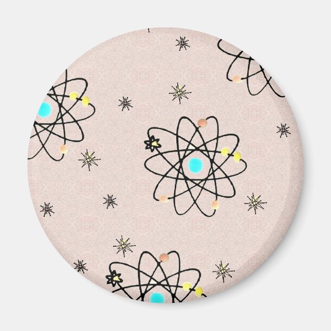 Retro 50er Atomic Print Pink Apparel & Geschenke Magnet (Vorne)