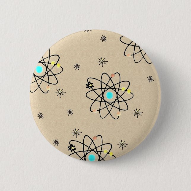 Retro 50er Atommarke Sandbekleidung & Geschenke Button (Vorderseite)