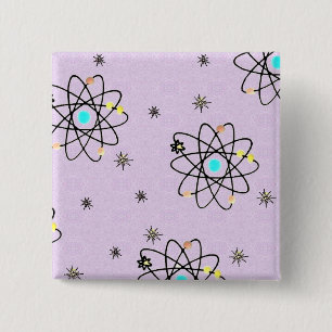 Retro 50er AtomPrint Lavendel Bekleidung & Geschen Button