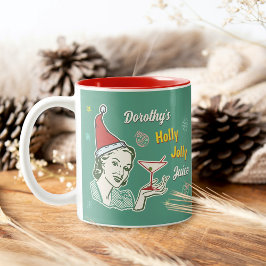 Retro 50er Christmas Holly Jolly Juice Funny Custo Zweifarbige Tasse