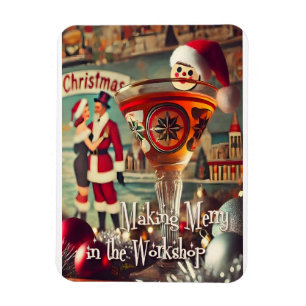 Retro 50er Cocktail Making Merry Christmas Worksho Magnet