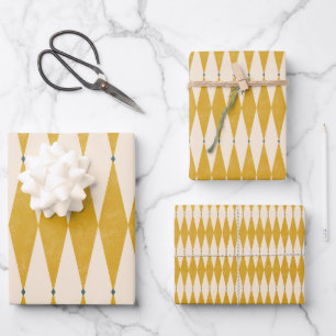 Retro 50er Diamond Geometric Muster Geschenkpapier Set